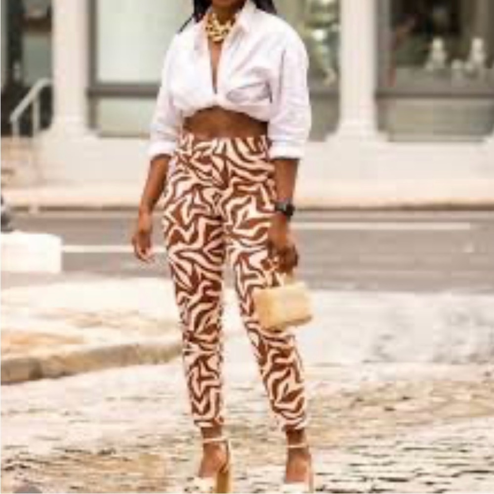 NWOT Spanx Women’s full pants. Color: Clay (Dark Tan and cream) Zebra St…